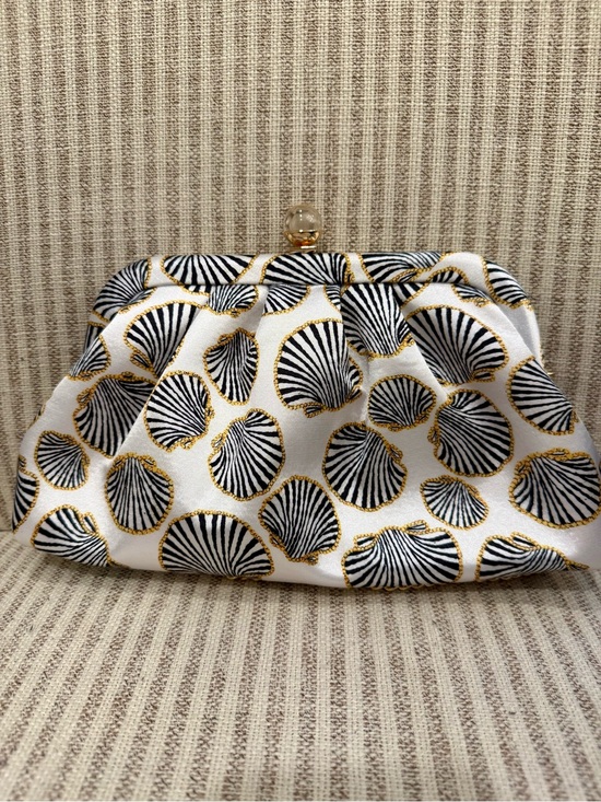 Handbags - Elegant White Shell-Print Satin Clutch by ISAAC MIZRAHI #elegant #vacation